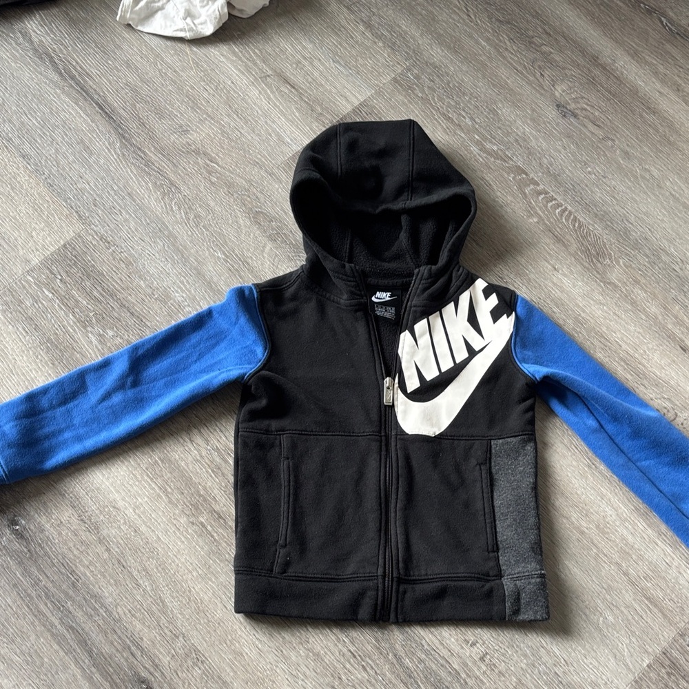 Nike Kids Black and Blue Zip-Up Hoodie